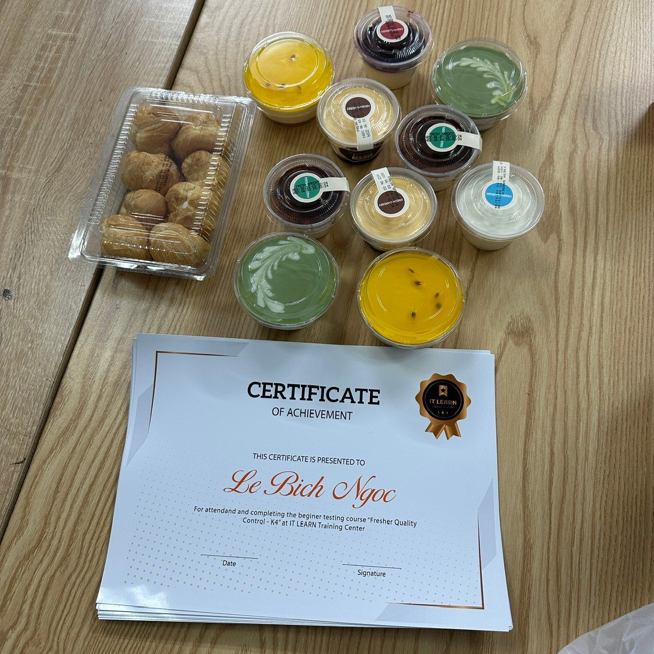 Chứng chỉ tốt nghiệp khóa Fresher Quality Control của IT LEARN cùng quà tặng học viên