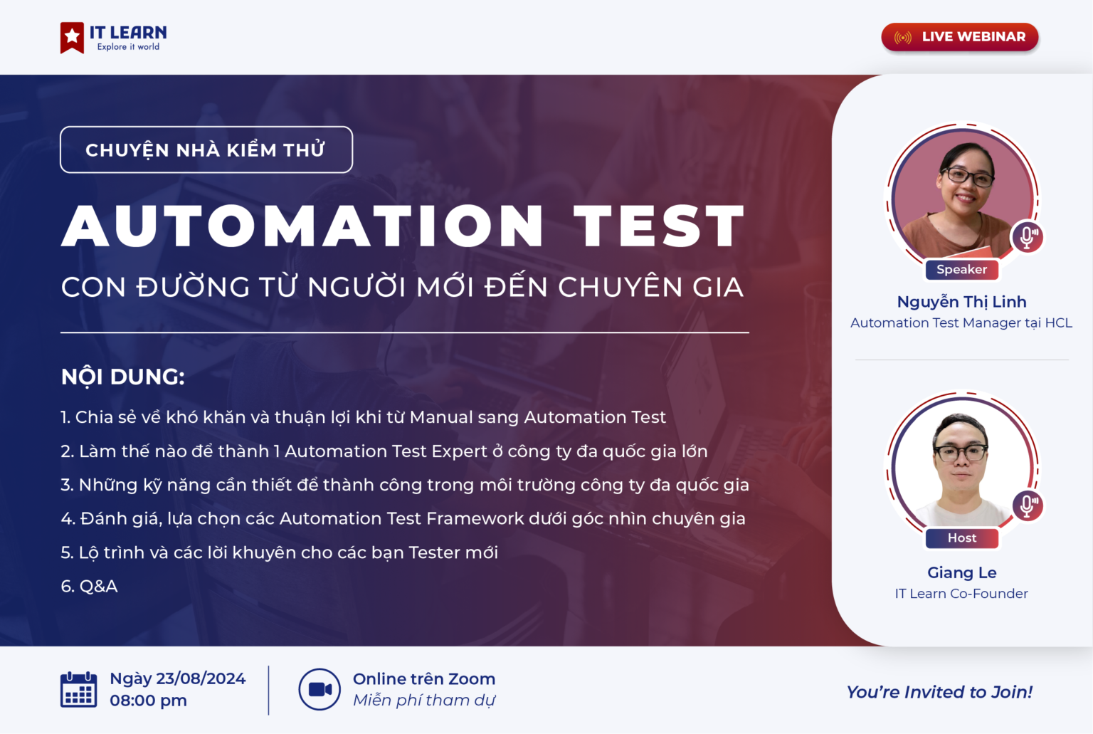 Webinar: “Automation Test – Con Đường Từ Người Mới Đến Chuyên Gia”